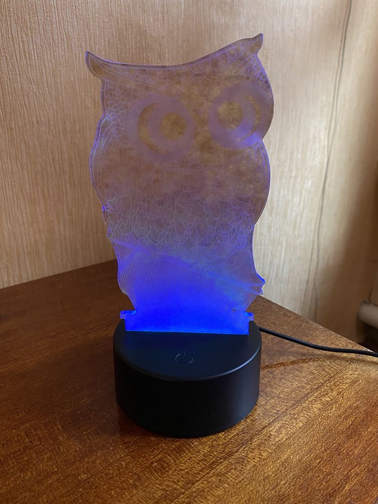 3D Светильник-ночник  "Сова" на 7 цветов