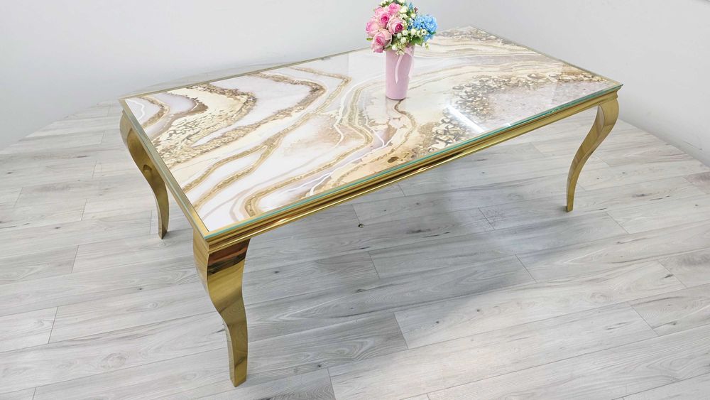Stol Ludwik Gold 200x100 cm Dekor do wyboru