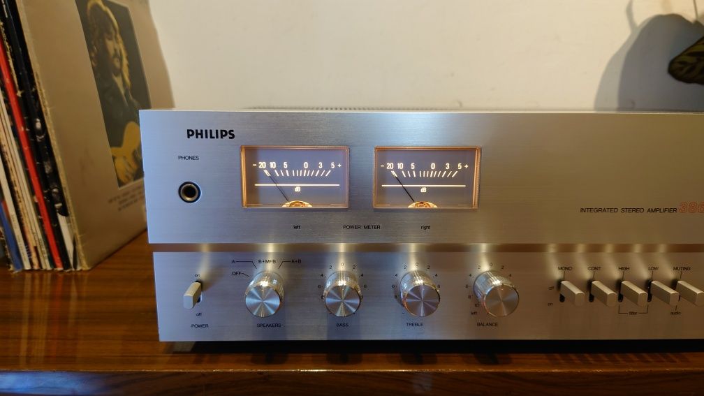 Philips AH386 wzmacniacz stereo, wychyły wycieraczki vintage lata 70te