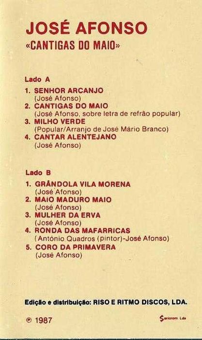 José Afonso	- - - - -		Cantigas do Maio	- - - - -	K7