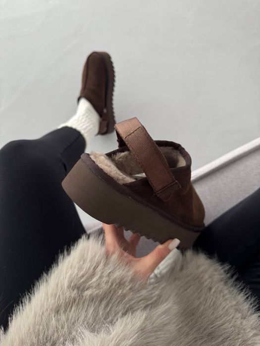 БЕЗ ПЕРЕДОПЛАТ‼️ Зимові Ugg lanah clog PLATFORM CHOCOLATE  коричневі
