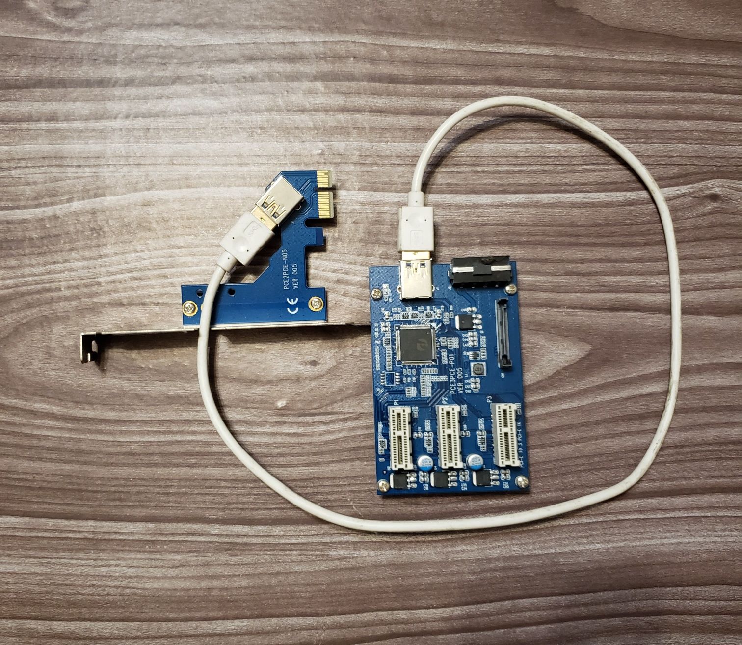 Плата розширення PCI-E 1x на 3 х порту розгалужувач трійник райзер