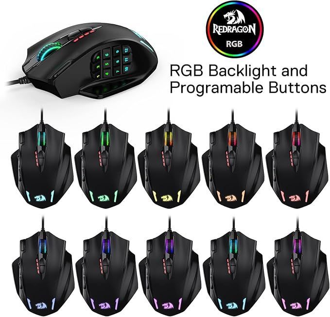Redragon M908 Impact RGB – Mysz do gier 12400 DPI z 20 przyciskami