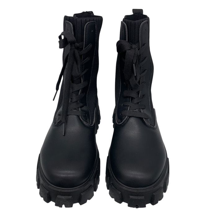 Buty botki bikery glany 38 czarne na platformie ze skarpetą wsuwane