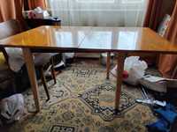 Stół drewnianych rozkładany PRL