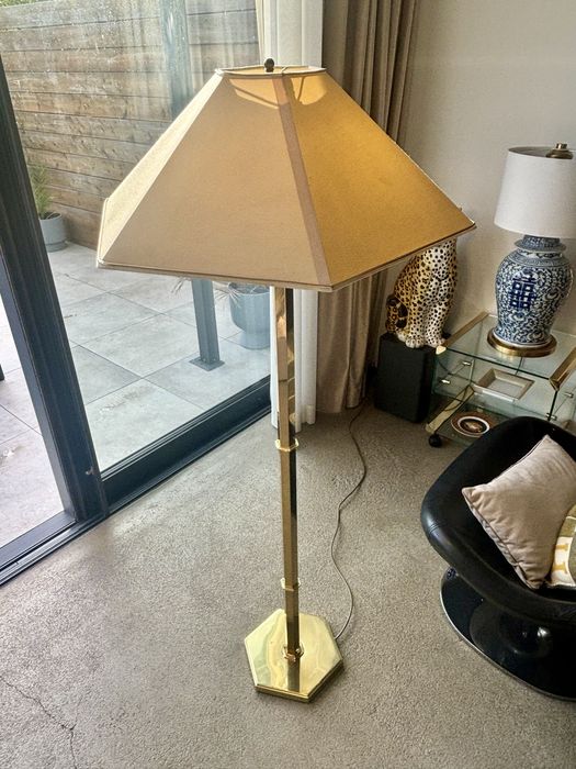 Mosiężna Lampa stojąca Elka Leuchten Niemcy lata 70te Mid Century Top