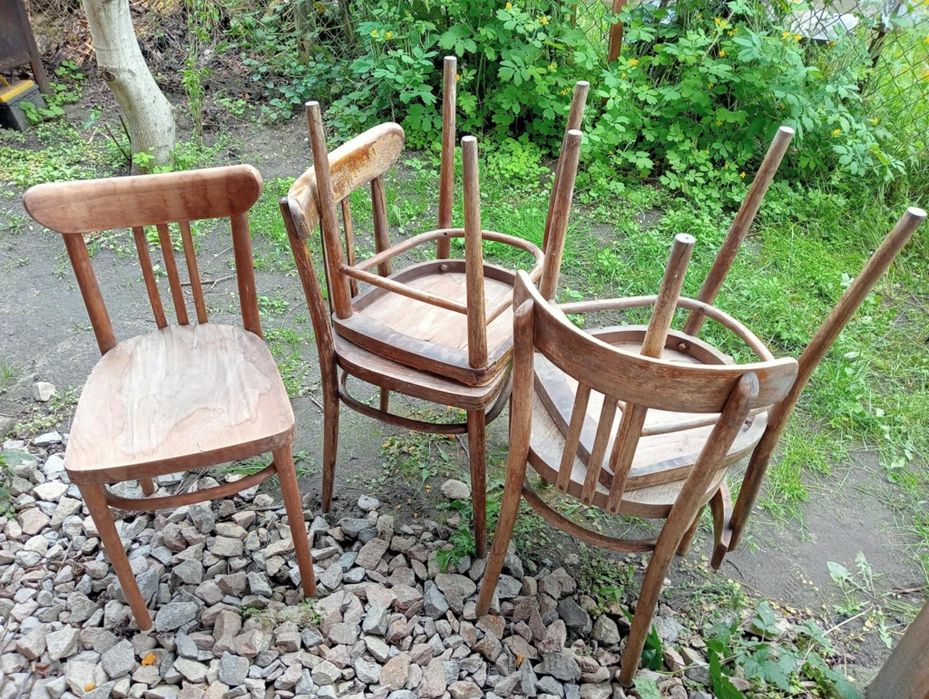 Stare Drewniane Krzesło Taboret Aga Jar Patyczak Thonet PRL