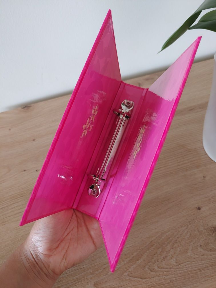 Różowy segregator A6 ze Stellą na niebieskim tle Winx Club karteczek