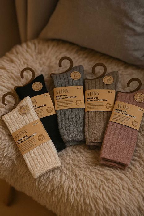 5 par skarpetek 39-42 z wełny merino merynosy najmodniejsze