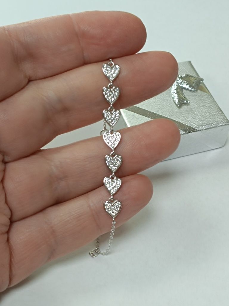 Srebrna bransoletka z serduszkami srebro 925 dł. 16,5-18,5cm