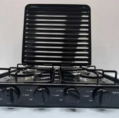 Бытовая газовая плита на 4 конфорки с крышкой Rainberg RB-2227 Черный