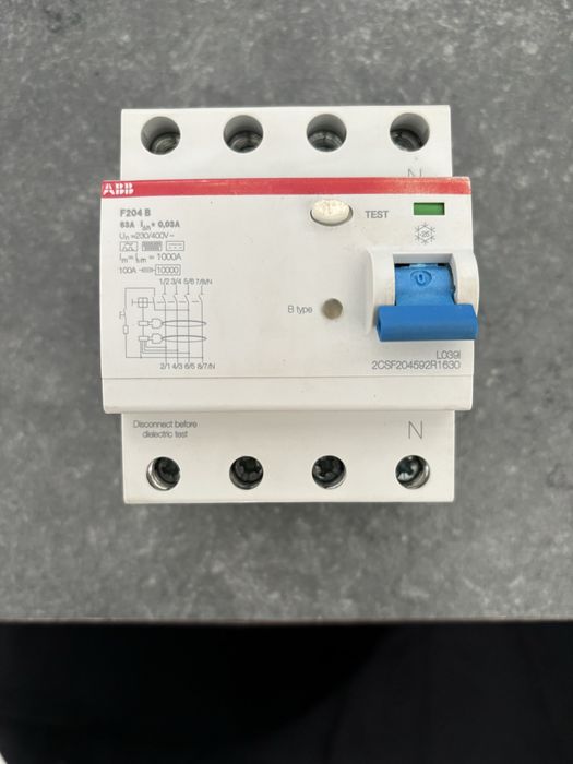 Wyłącznik RCD różnicowoprądowy, różnicówka ABB typ B