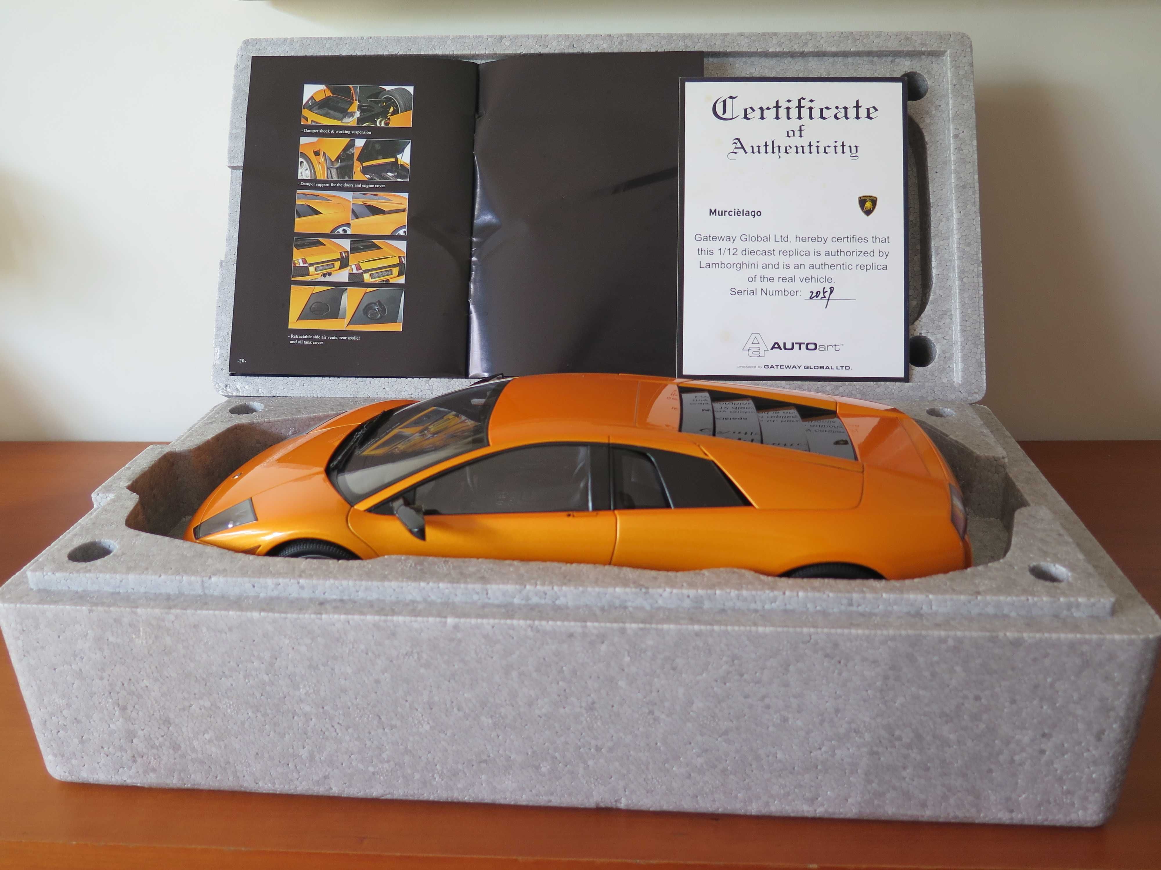 Lamborghini Murcièlago 1:12, peça para colecionador, AUTOArt Signature