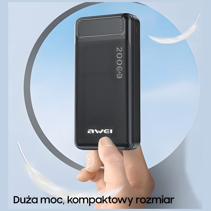 AWEI PowerBank P6K 20000mAhczarny/black 2xUSB/PD/Micro-USB