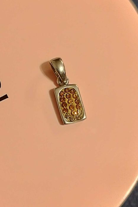 Zawieszka srebrna z cyrkoniami brązowymi