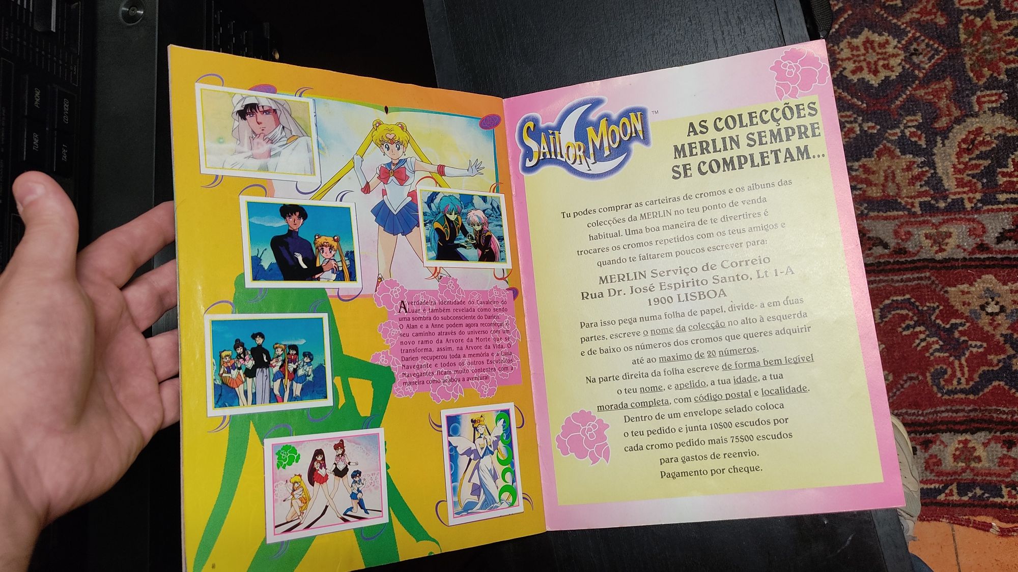 Sailor Moon caderneta Merlin completa anos 90
