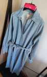 H&M płaszcz damski jeansowy sukienka oversize długi kieszenie XS