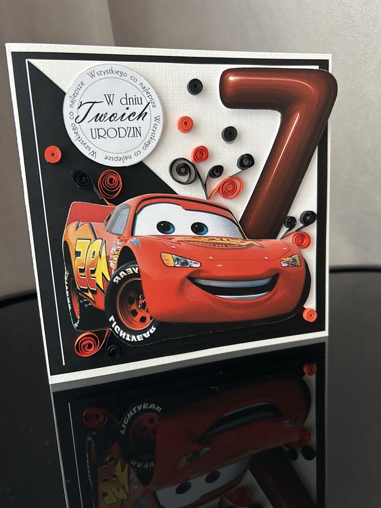 Kartka urodzinowa recznie robiona 7 urodziny quilling