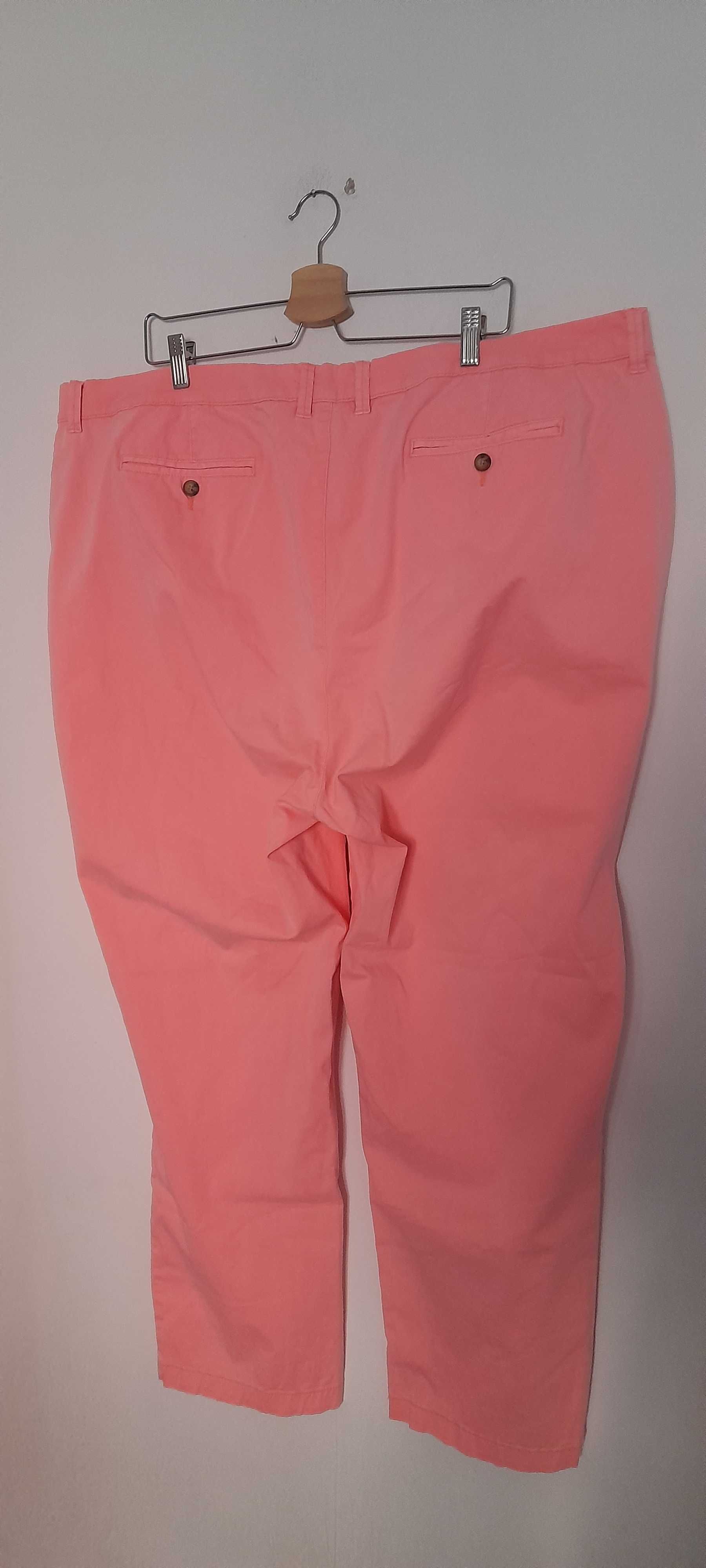 Różowe neonowe spodnie materiałowe cygaretki wysoki stan 52