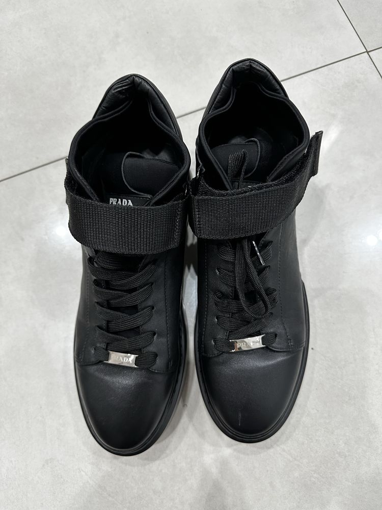 Sneakers Prada czarne skorzane eleganckie meskie 45