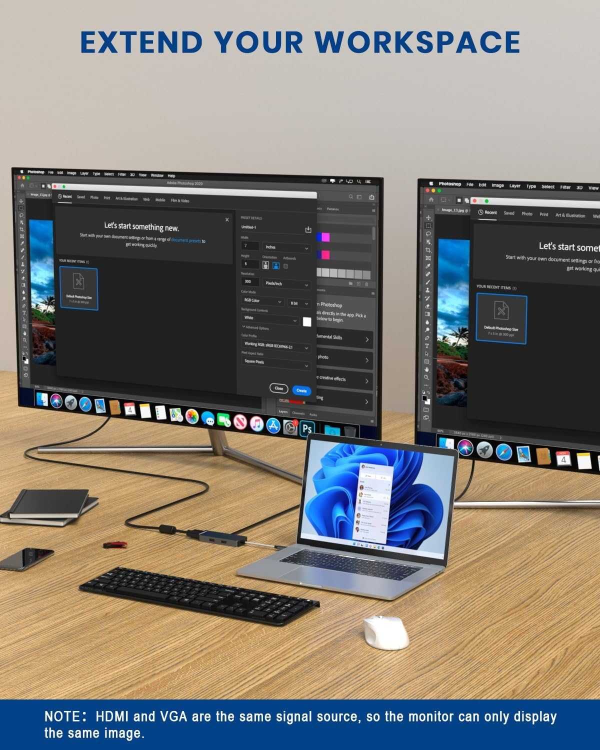 YLSCI HB101 HUB 6w1 USB-C HDMI VGA 2x USB czytnik SD 4K macbook Dell