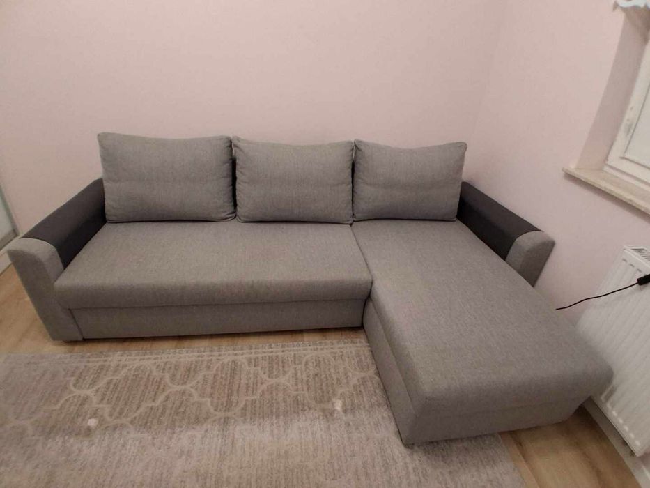 Kanapa rogowa rozkladana szara