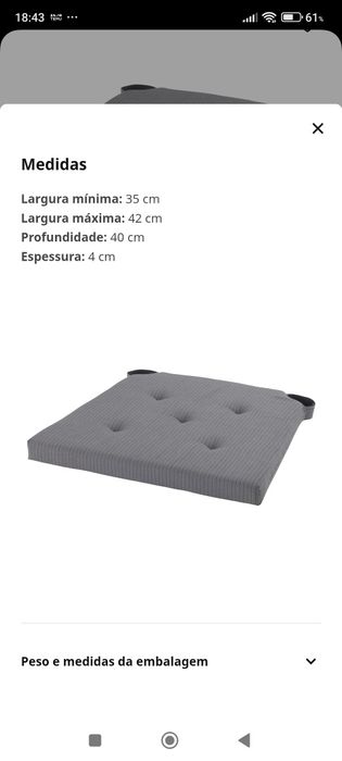4 almofadas IKEA para acento de cadeira