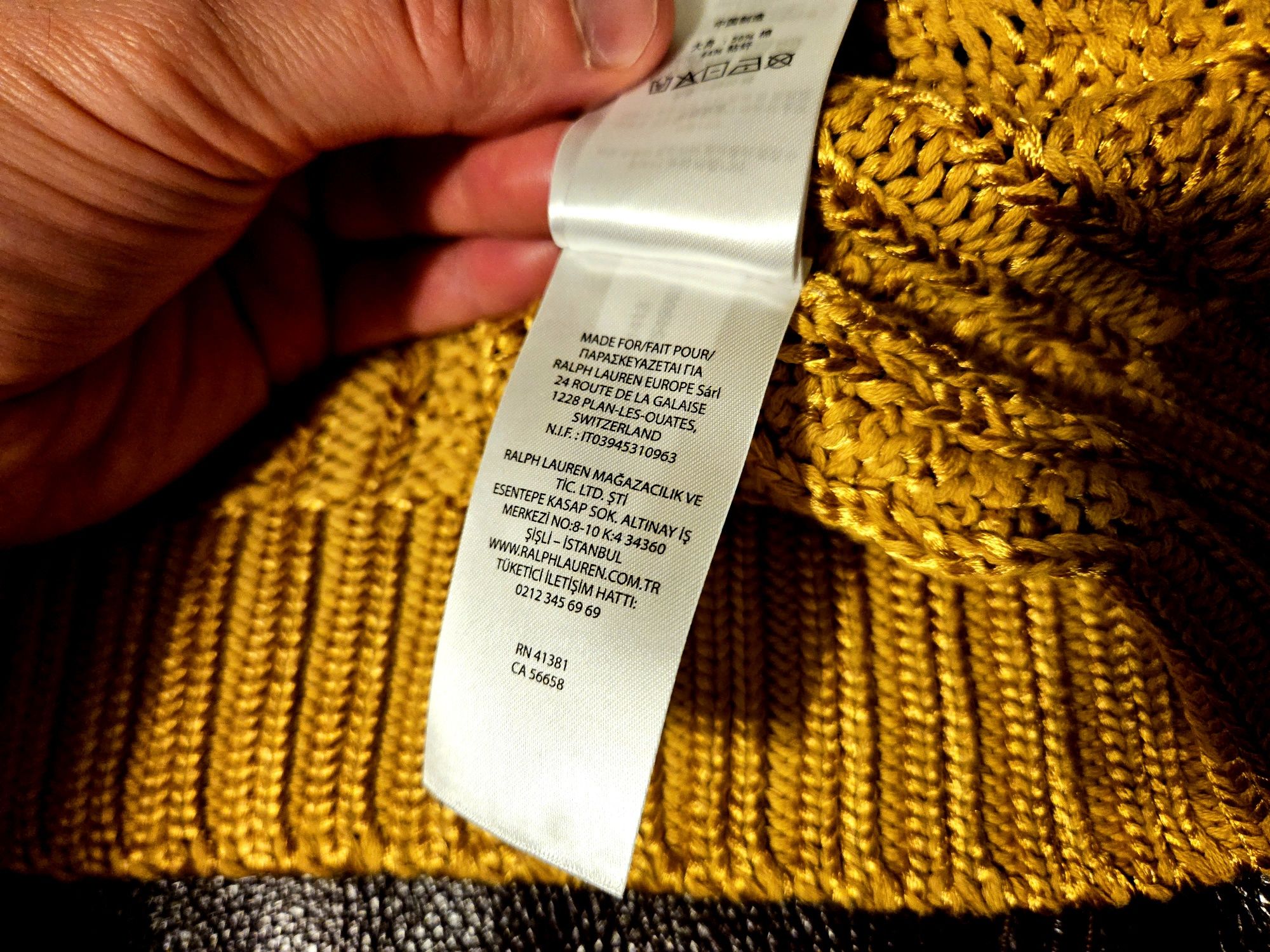 Sweter Ralph Lauren Damski M r. 165/92A złoty połysk bawełna + viscosa