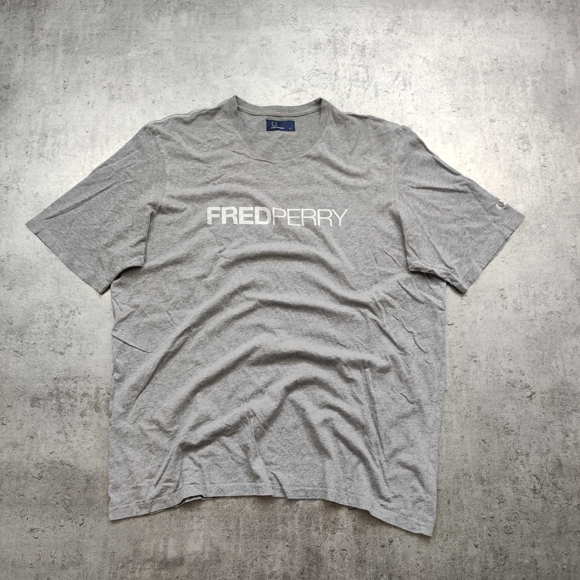 MĘSKA Koszulka Bawełna PREMIUM Szara Fred Perry Elegancka Casualowa