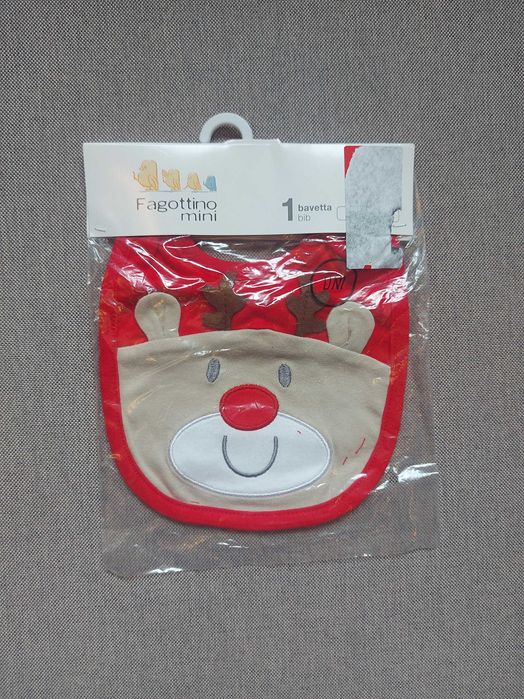 Śliniak dla maluszka świąteczny renifer czerwony nowy