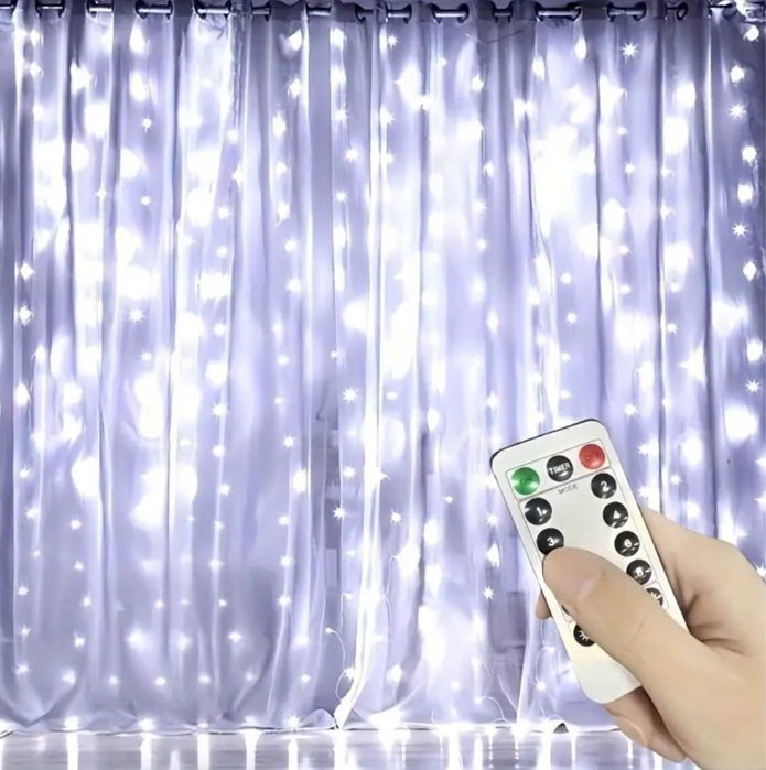 Штора гірлянда гирлянда штора новый год 3 на 3