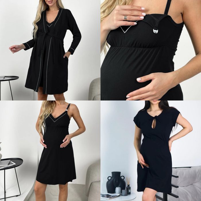 Комплект кант для вагітних халат і сорочка  в пологовий, трійка