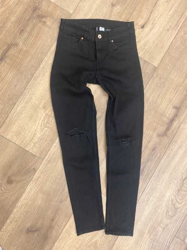 Czarne rurki obcisłe wysoki stan h&m basic 38 M casual dziury