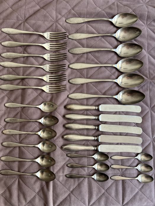 Sztućce przedwojenne Fraget plater hefra 12 osób zestaw