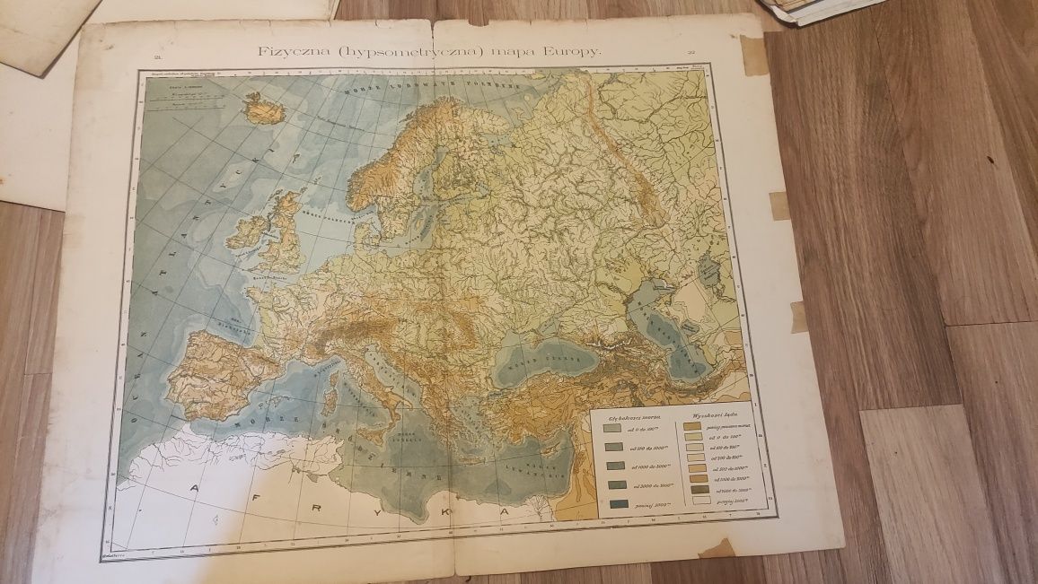 Stara mapa fizyczna Europy