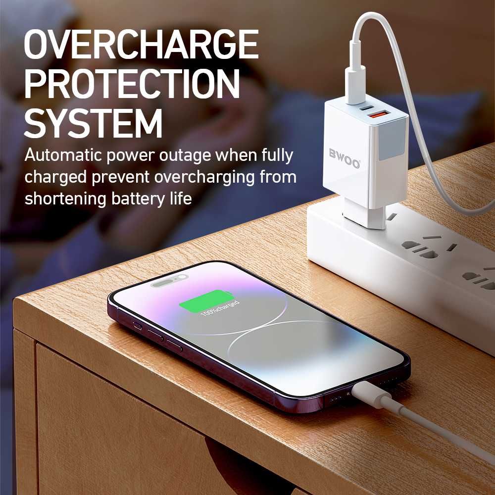 Ładowarka Sieciowa BWOO 40W 2xUSB-C 1xUSB-A 3 Porty/Szybkie Ładowanie