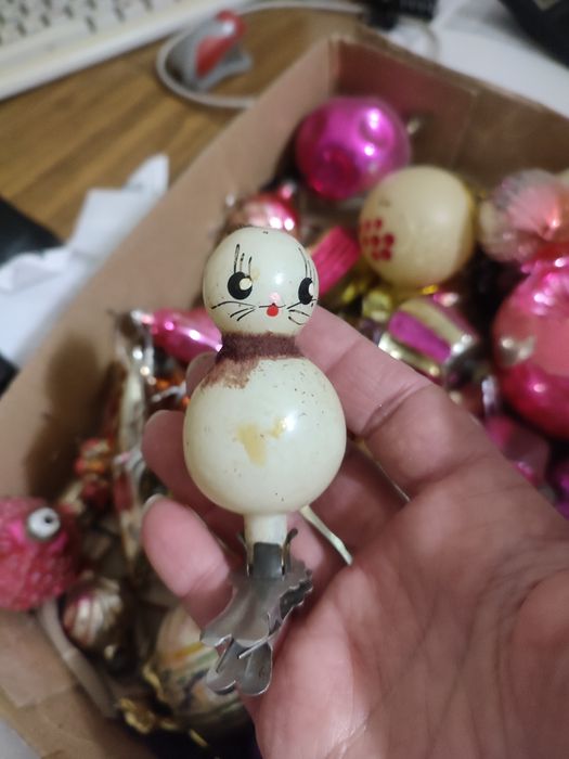 Новогодние игрушки,СССР, сахарница гжель