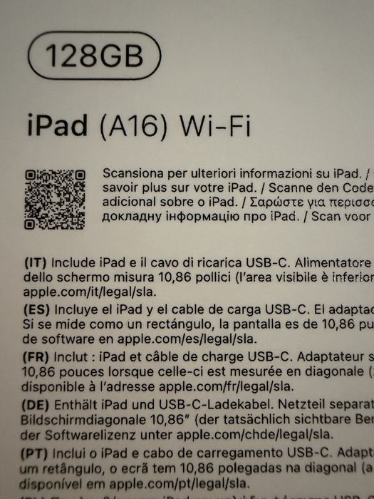 Ipad A16 128gb wifi 128gb com 6 ciclos de bateria a 100%