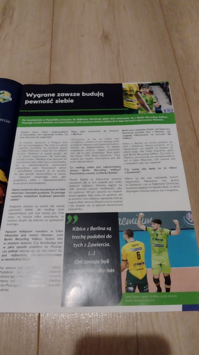 Program meczowy Warta Zawiercie - Berlin siatkówka liga mistrzów