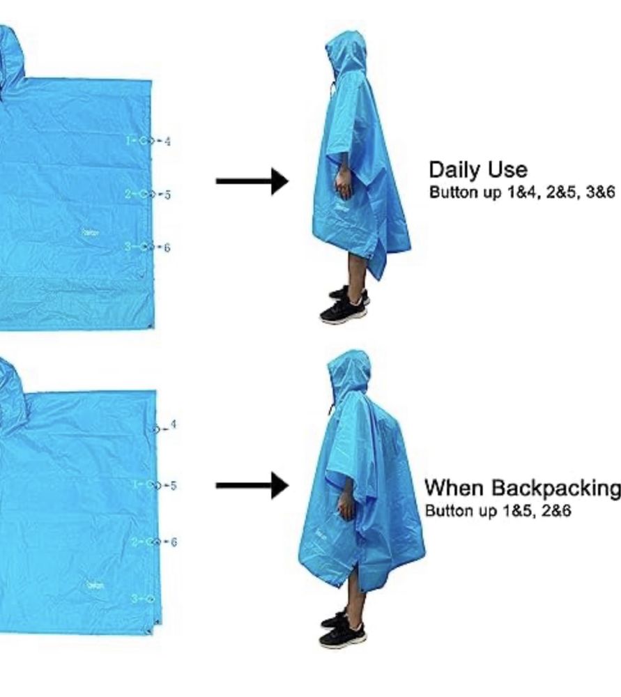 Azeekoom Ponczo przeciwdeszczowa peleryna przeciwdeszczowa