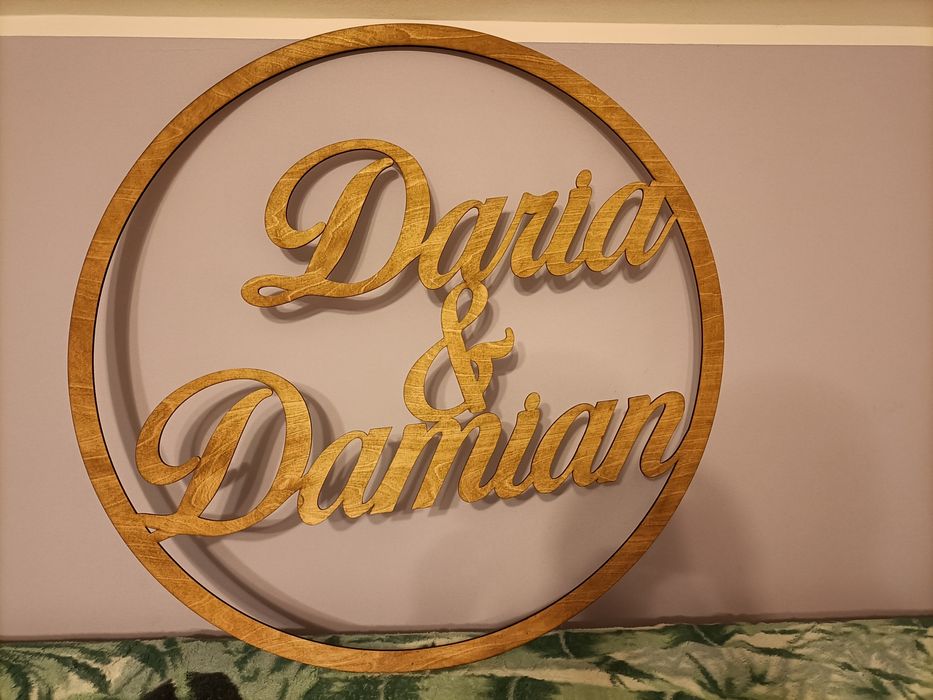 Napis na ściankę imiona ze sklejki