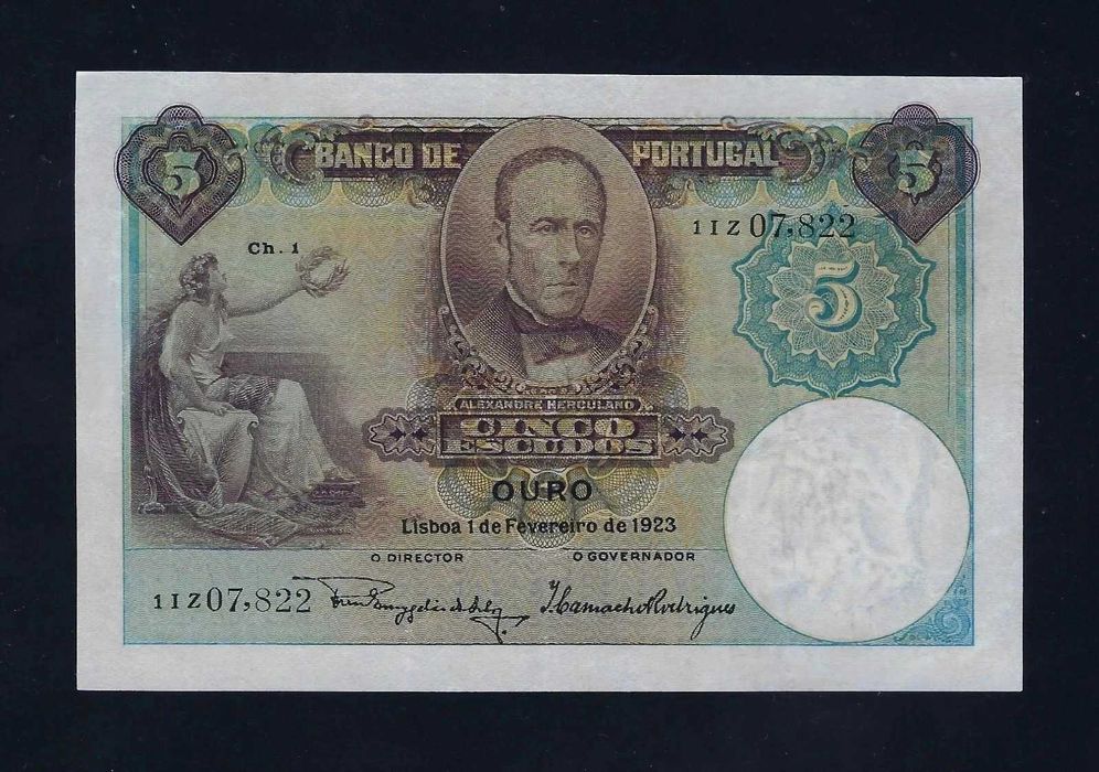 NOTA Portugal 5 Escudos 1923 P-114 XF-AUNC