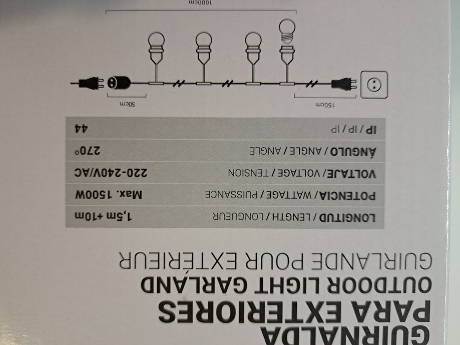 Grinalda de exterior com 10 lâmpadas