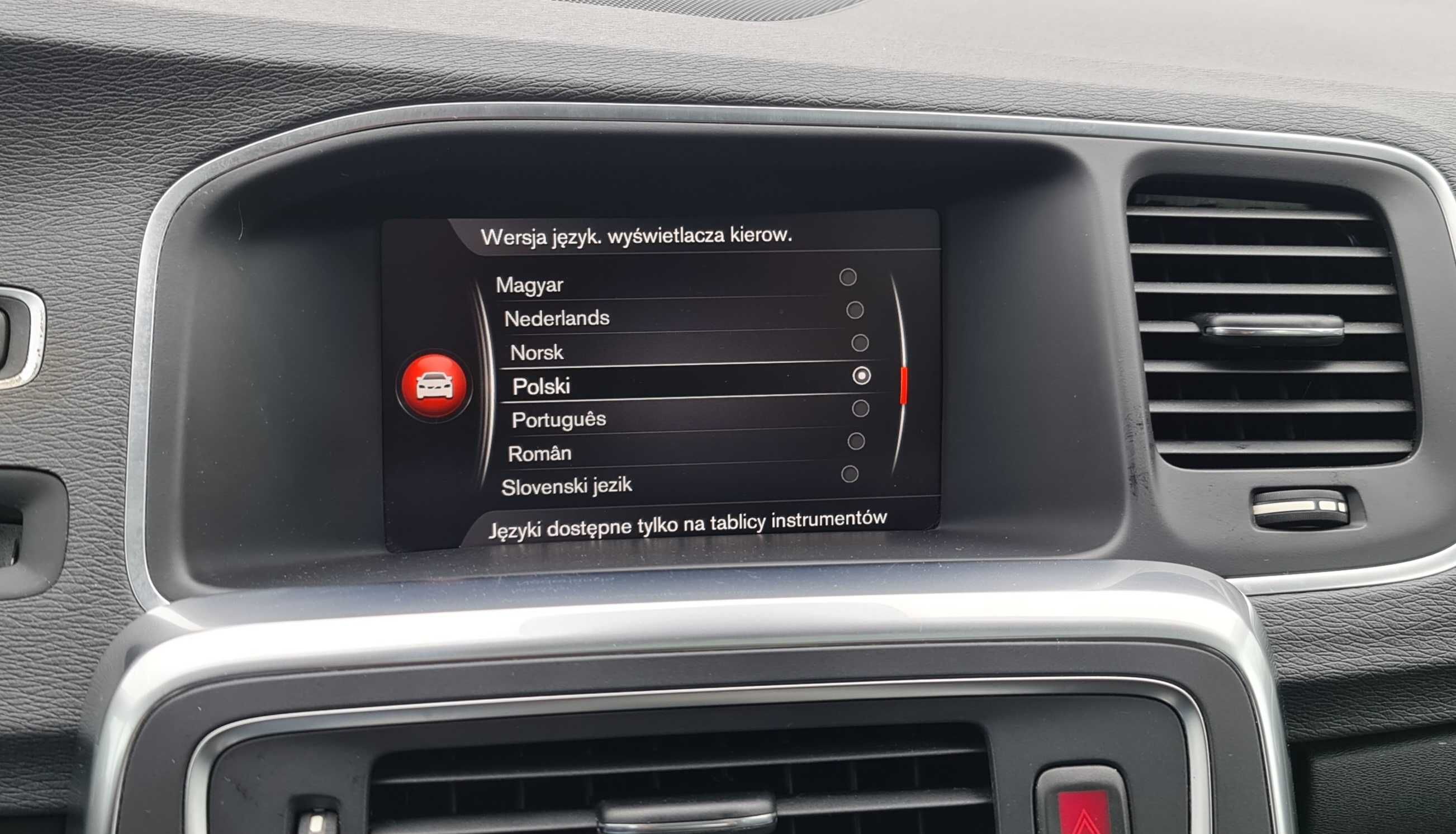 Volvo Polskie menu Język Konwersja USA XC60 XC70 V40 V70 S80 S60 V60