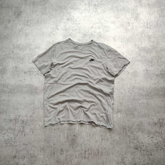 MĘSKA Koszulka Szara Bawełna Haft Logo Nike Casual Klasyczna Sportowa