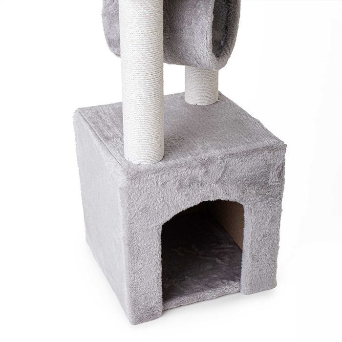 Drapak dla kota wieża domek 3 - poziomowy DK03 jasnoszary