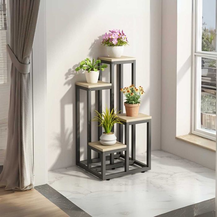 KWIETNIK METALOWY 4-POZIOMOWY LOFT Piętrowy Stojak na Rośliny i Kwiaty