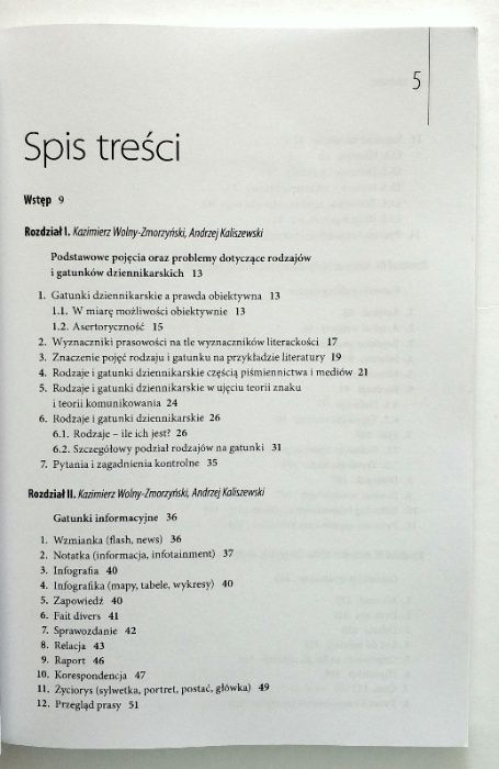 GATUNKI DZIENNIKARSKIE, teoria, praktyka, język, Wolny, Kaliszewski