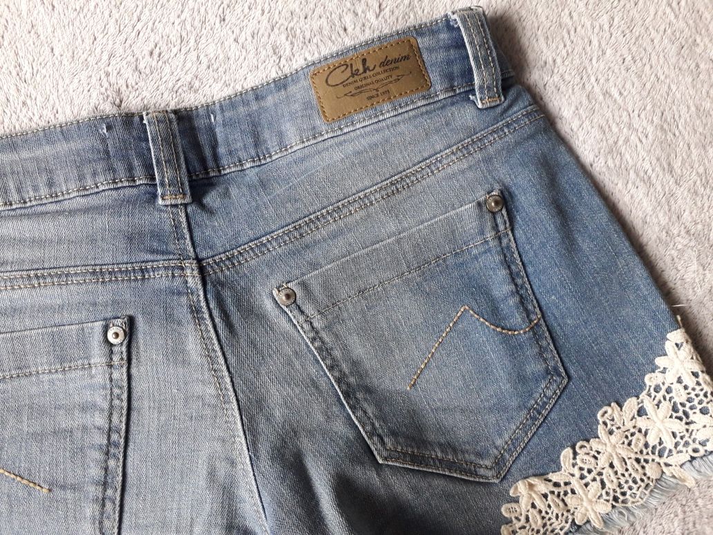 Szorty spodenki jeans S 36 koronka C&A