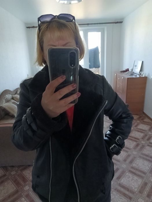 Дубленка кожаная косуха Авиатор женская